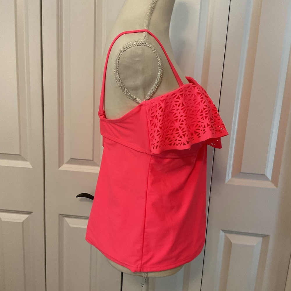 Pink Ruffle Women's Swim Top - Picture 4 of 10